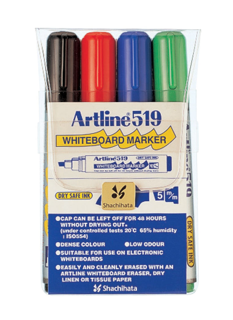 Whiteboardpenna Artline 519 snedskuren 4-pack 4 färger