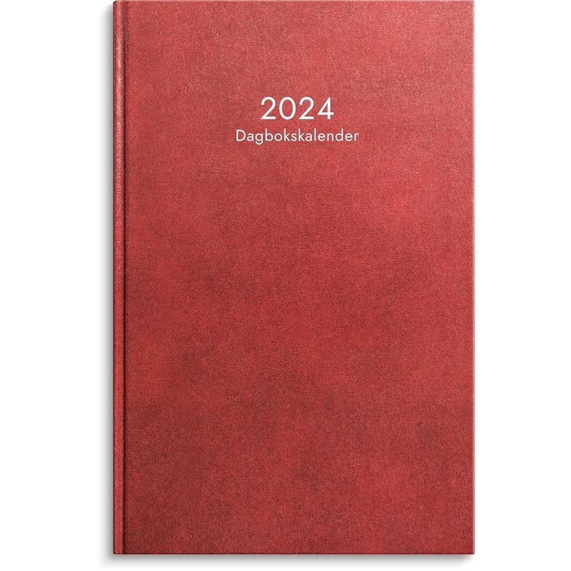 Almanacka 1087 Dagbokskalender rött konstläder inbunden 2024