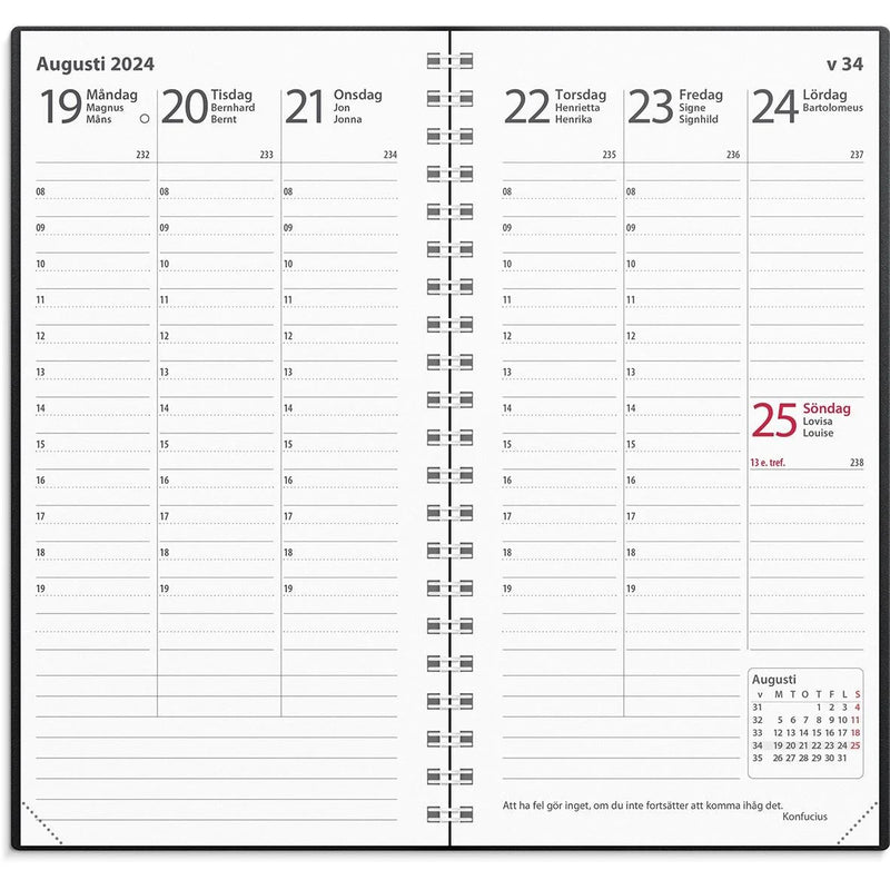 Calendar 3642 Interplano black plastic 2024