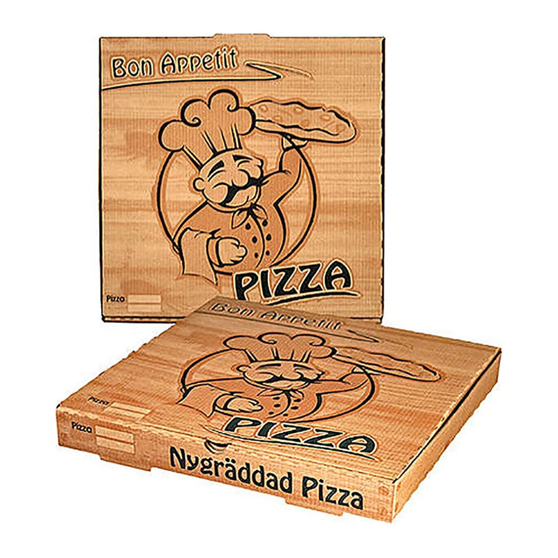 Pizza box Bon appetit Printed natural 300x300x35mm 100pcs/pack