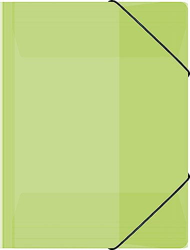 Cord folder 3-flap PP transparent green A4