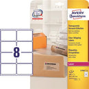 Laseretikett Avery L7565 transparent 99,1x67,7mm 