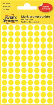 Etikett Avery färgsignal gul Ø 8mm 