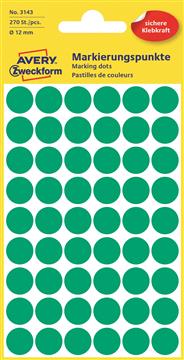 Etikett Avery färgsignal grön Ø 12mm 