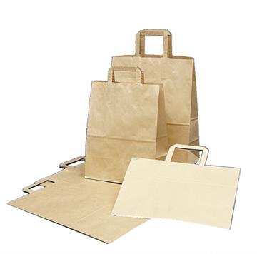 Paper carrier bag with flat handles brown 30 l