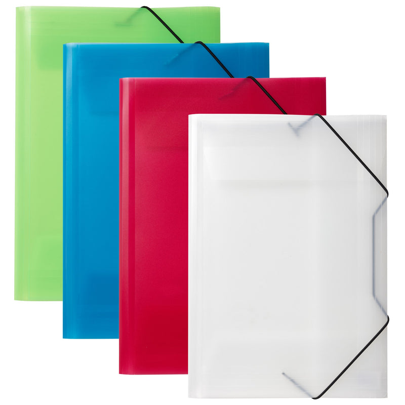 Cord folder 3-flap PP transparent green A4